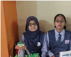 Students at a science exhibition